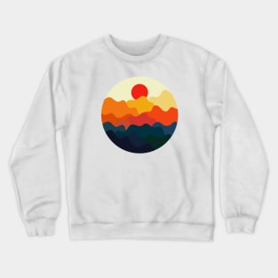 Minimalist Abstract Nature Art #43 Warm, Vibrant and Wavey Mountains Crewneck Sweatshirt